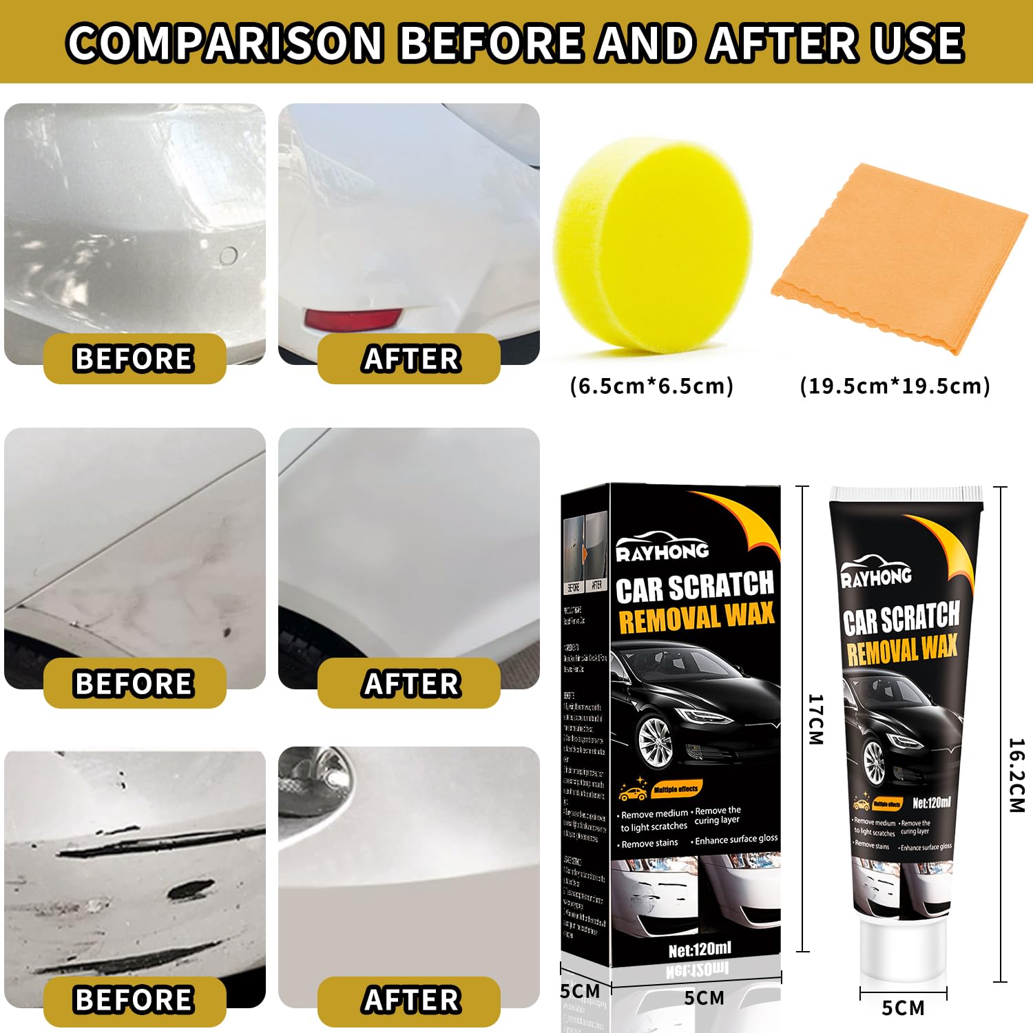Car Scratch Removal Wax Pack of 2. Restore your car's finish with our professional-grade scratch removal wax.