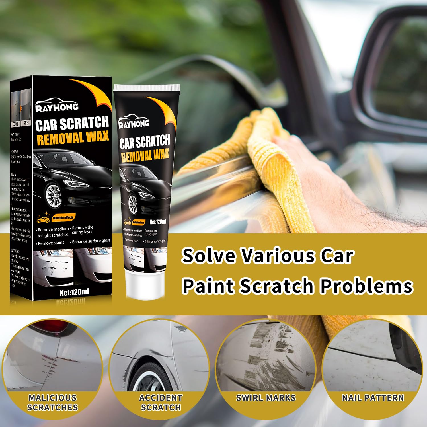 Car Scratch Removal Wax Pack of 2. Restore your car's finish with our professional-grade scratch removal wax.