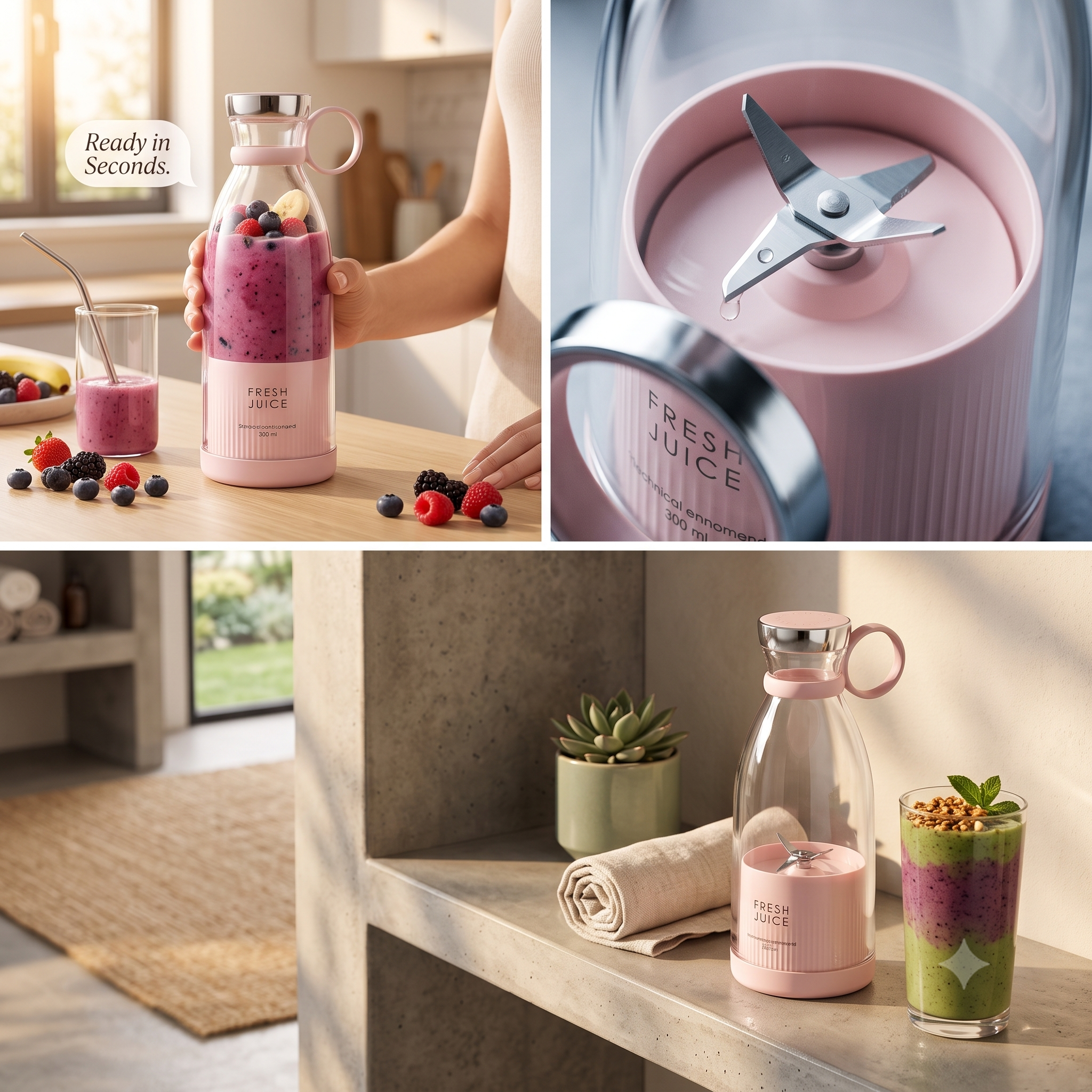 Portable Mini Blender for Fresh Juice. Usb Rechargeable size net 500g
