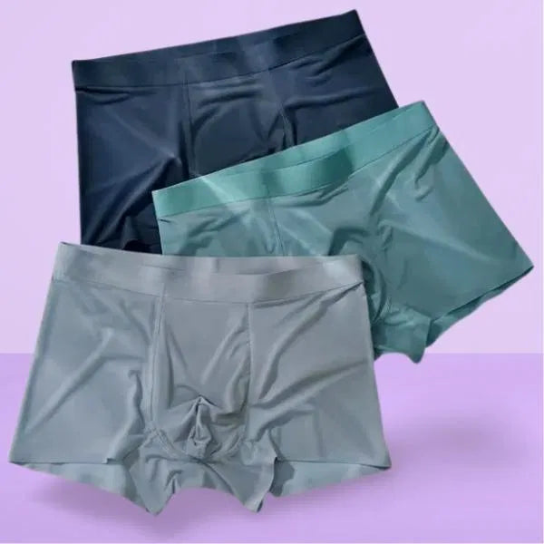 Men's Ice Silk Briefs Boxers (Pack of 3)  Multicolor Pattern: Solid Fit: Regular Occasion: Casual Combo.