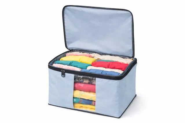 Collapsible fabric wardrobe organizer storage with sturdy grab handles. Pack of 6.